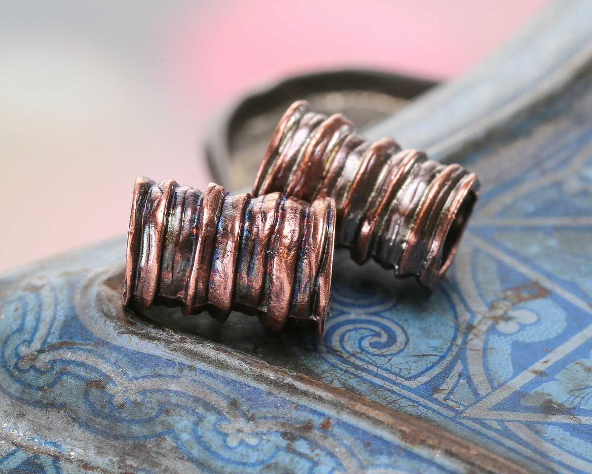 Mykonos Antique Copper (plated) Large Hole Lined Barrel 17x10mm