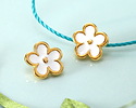 24K Gold (plated) White Enamel Daisy Button 10mm