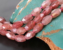 Strawberry Quartz Microfaceted Long Nugget 9x14mm
