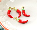 Chili Pepper Enamel w/ Gold Finish Charm 7x17.5mm