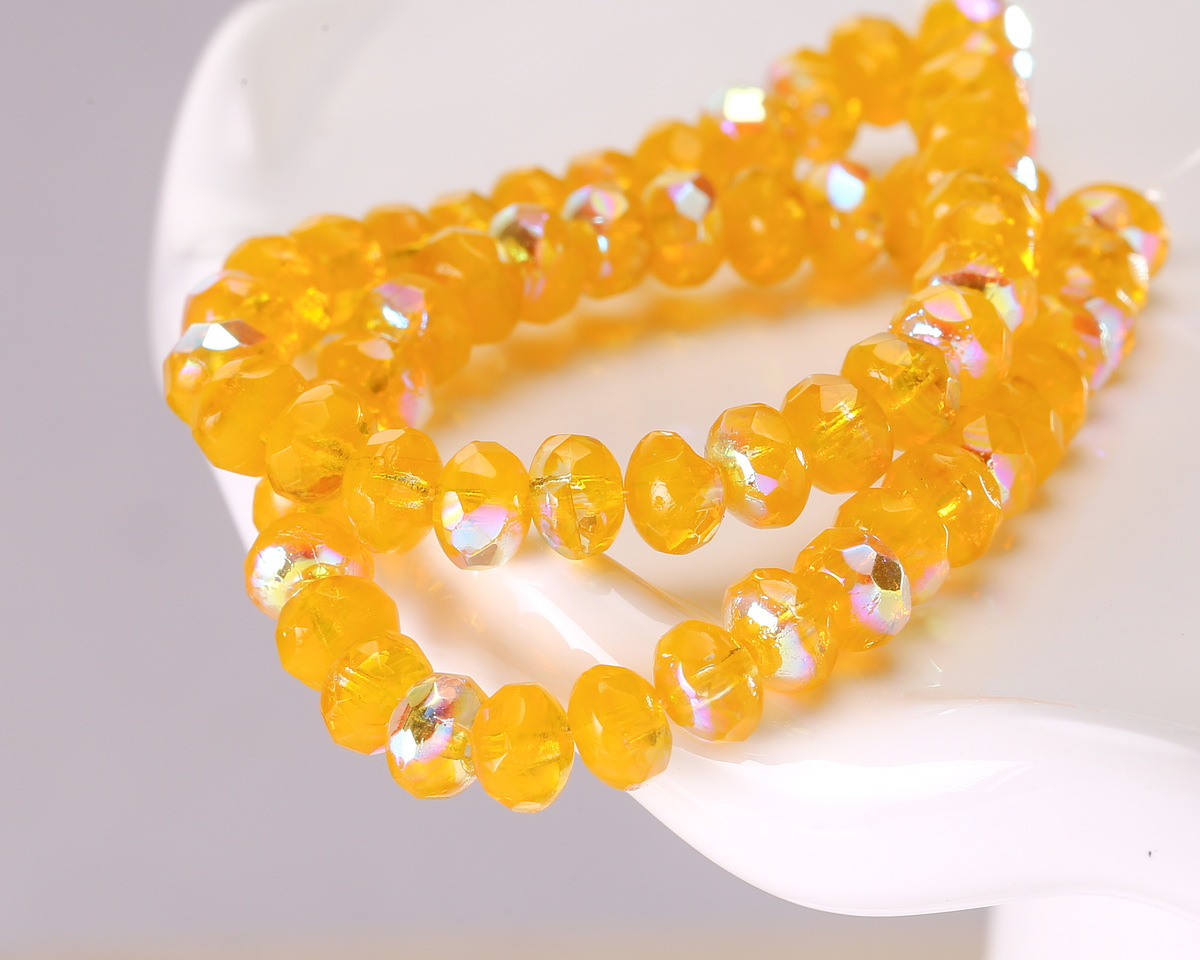 Czech Glass Sunshine AB Fire Polished Rondelle 3x5mm
