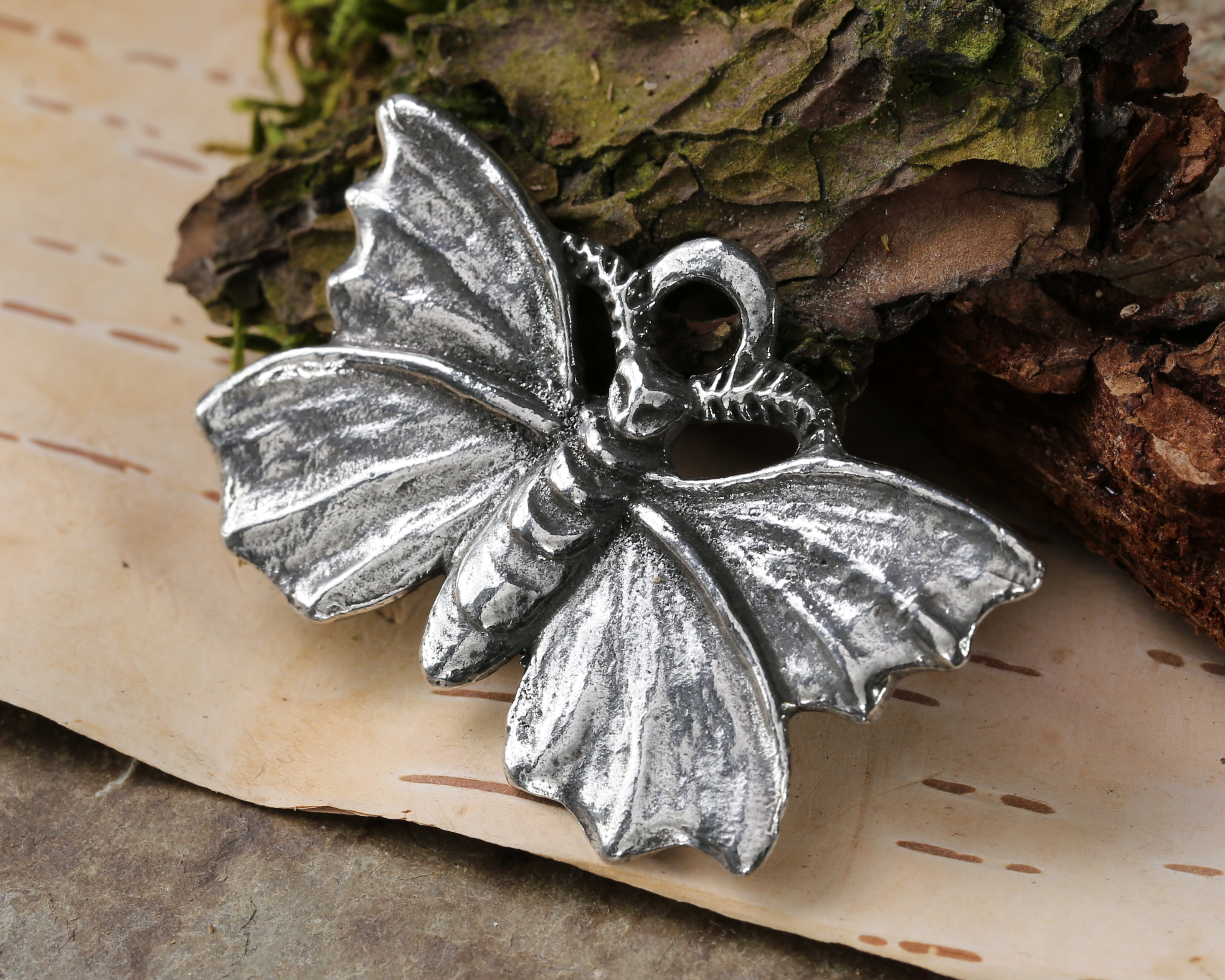 Green Girl Pewter Nocturnal Moth Fairy 44x27mm