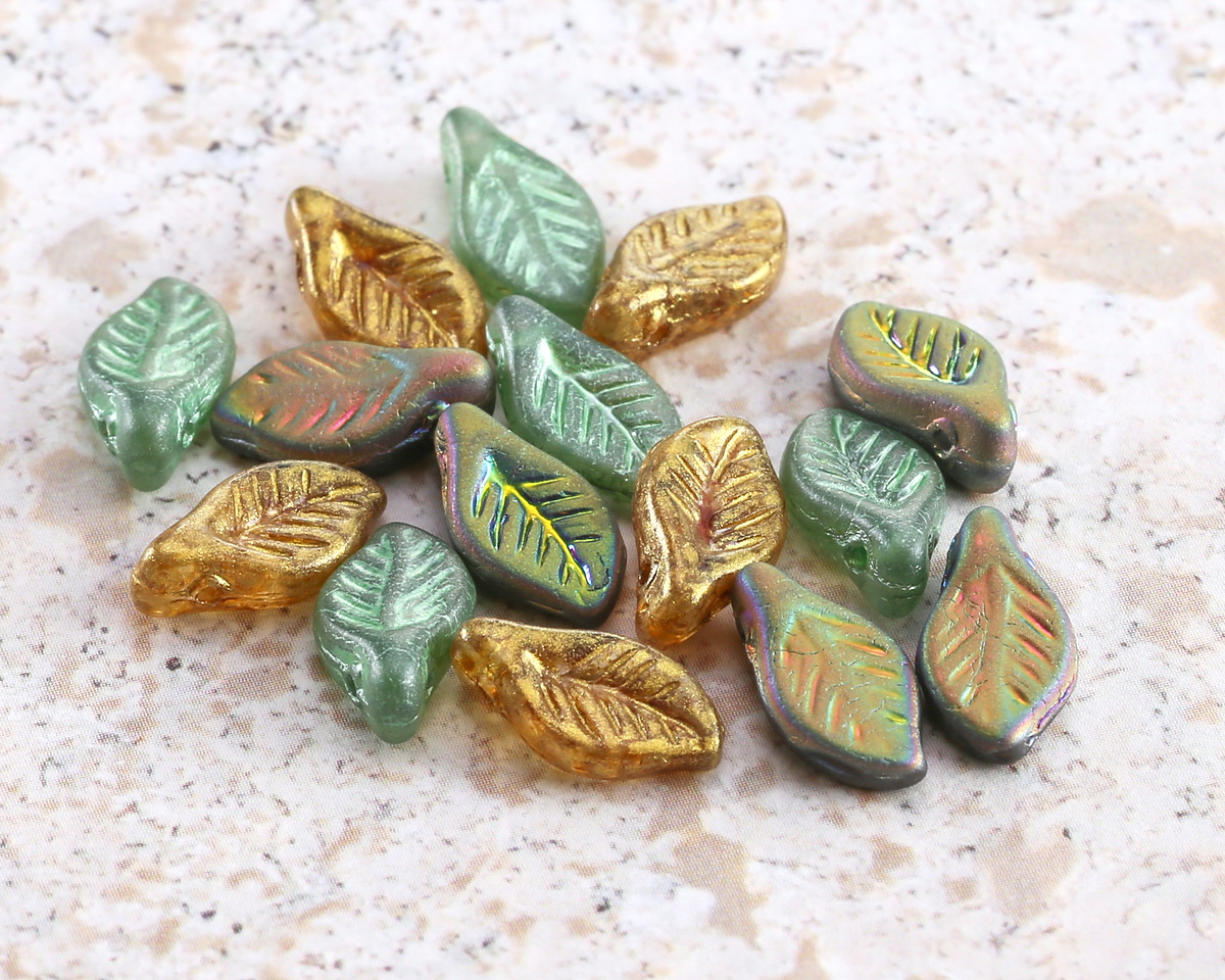 Czech Glass Serenity Mix Leaf Drop 6x12mm