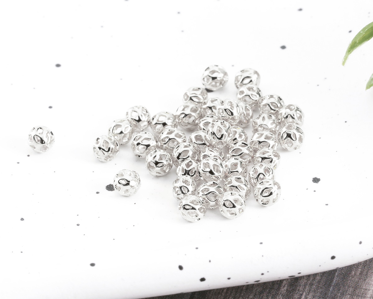 Silver (plated) Lattice Filigree Round 4mm (200 pieces)