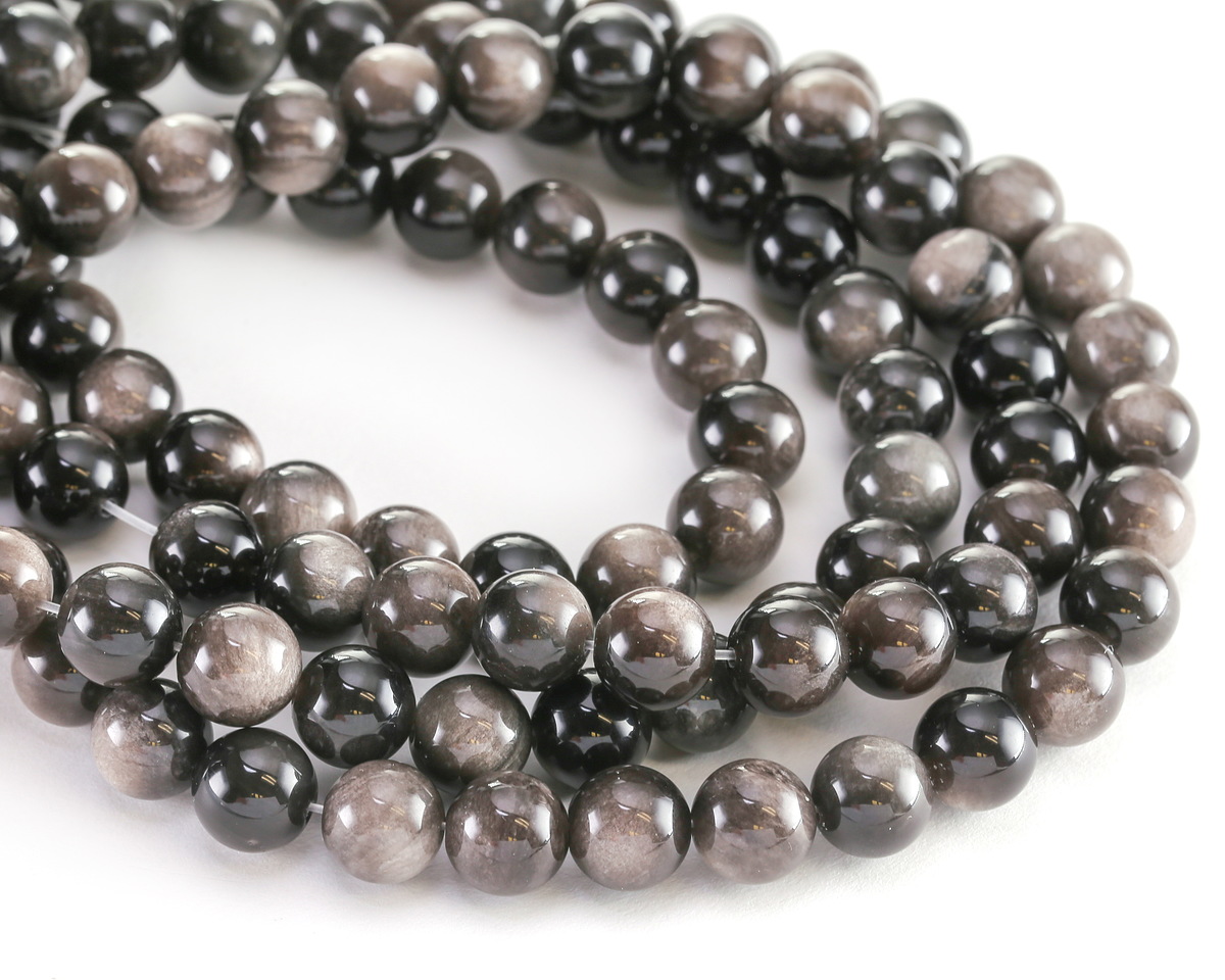 Silver Obsidian Round 10mm