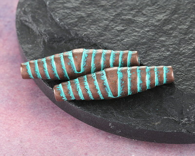 Patina Green Copper (plated) Croissant Tube 33x7mm