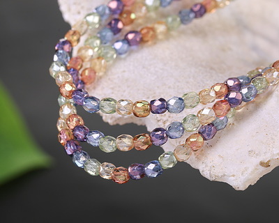 Czech Glass Luster Mix Fire Polished Round 3mm