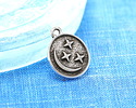 Antique Silver (plated) Crescent Moon & Stars Oval Focal 12x16mm