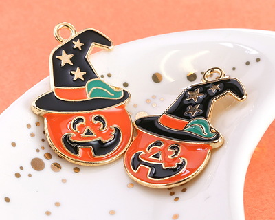Enamel Witchy Jack 'O Lantern Focal 20x30mm