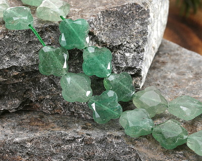Green Strawberry Quartz Faceted Quatrefoil 13mm