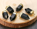 Black Obsidian Point w/ Gold Finish 8x16mm