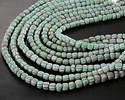 Java Glass Emerald Green w/ Stripes Graduated Gooseberry Beads 3-6x4-6mm
