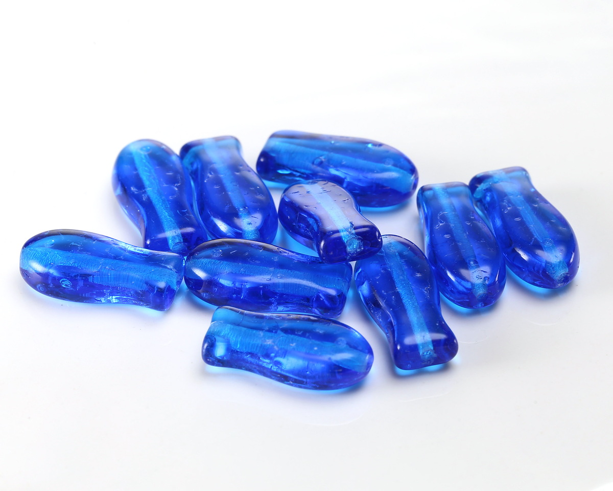 Czech Glass Capri Blue Goldfish 14x7mm