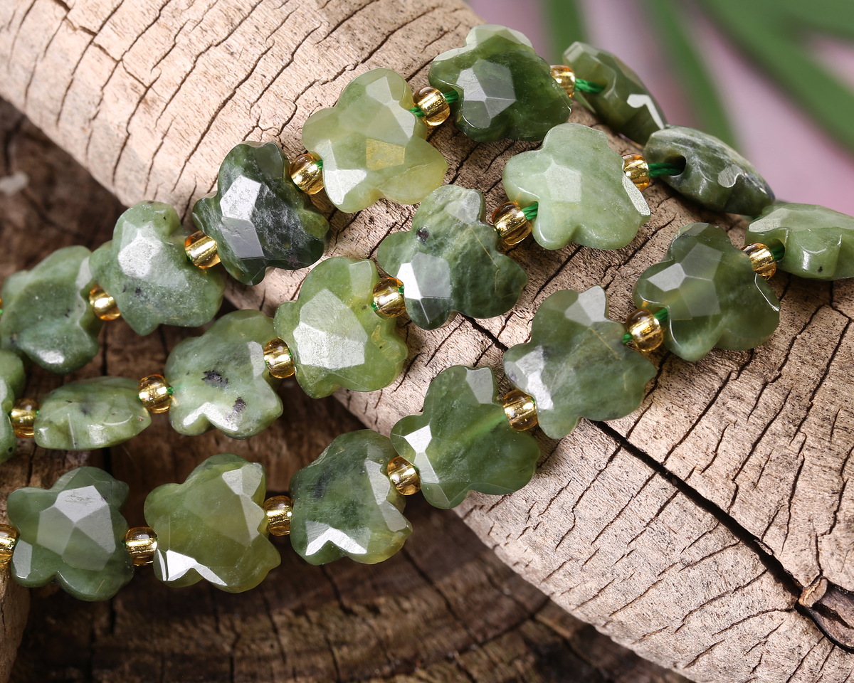 Nephrite Jade Microfaceted Butterfly 9x10mm