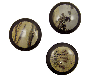 Artistic Stone Inlayed in Black Coin Cabochon 38mm