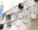 Black Tourmalinated Quartz Puff Teardrop 10x14mm