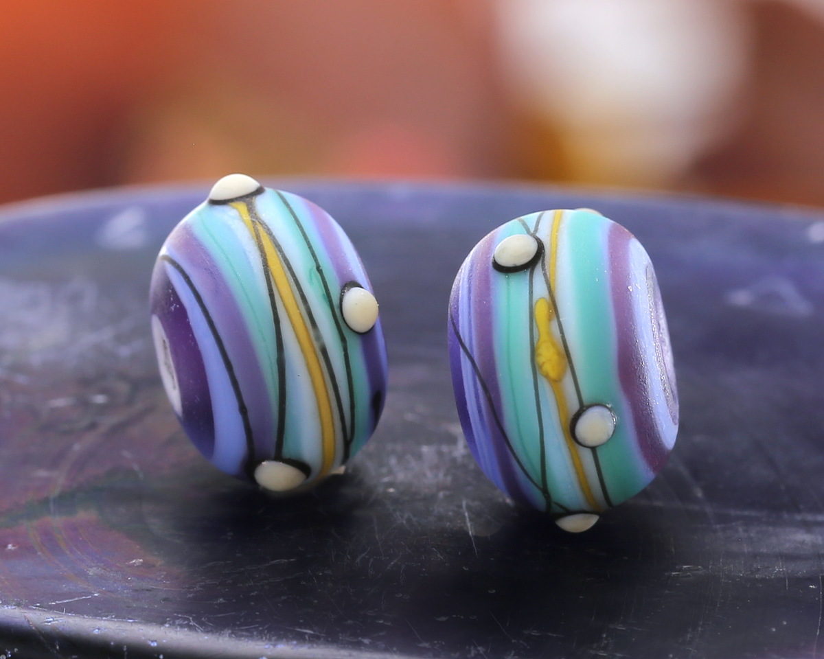 Grace Lampwork Matte Blue Ombre Party Rondelle 9x13mm