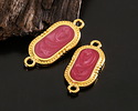 24K Gold (plated) Magenta Pearl Enamel Oval Focal Link 23x10mm