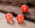 Czech Glass Cherry Swirl w/ Gold Melon Round 8mm