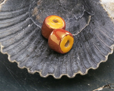 Mykonos Ceramic Iridescent Tangerine Tube Spacer 7x8mm