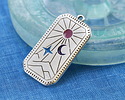 Antique Silver (plated) Colorful Enamel Tarot Card Focal 18x33mm