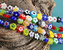 Millefiori Glass Multi-color Flower 8mm