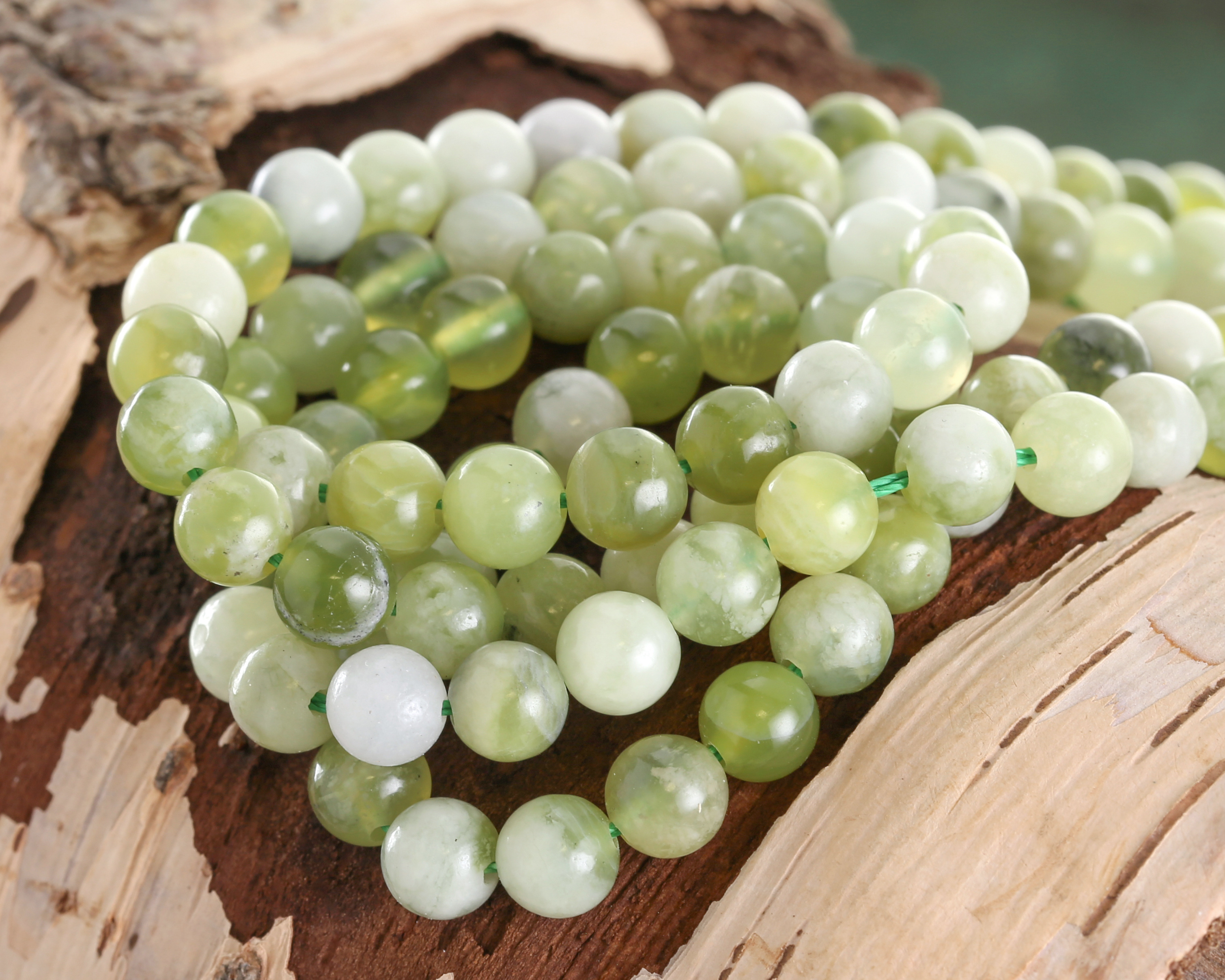 10mm Natural Green Jade Stud Earrings - Round Gemstone Beads, Silver Plated Setting
