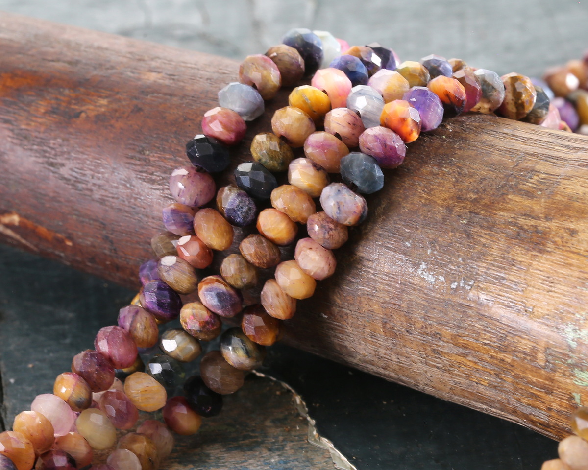 Honey Tiger Eye Multi-Color (dyed) Faceted Rondelle 2x4mm