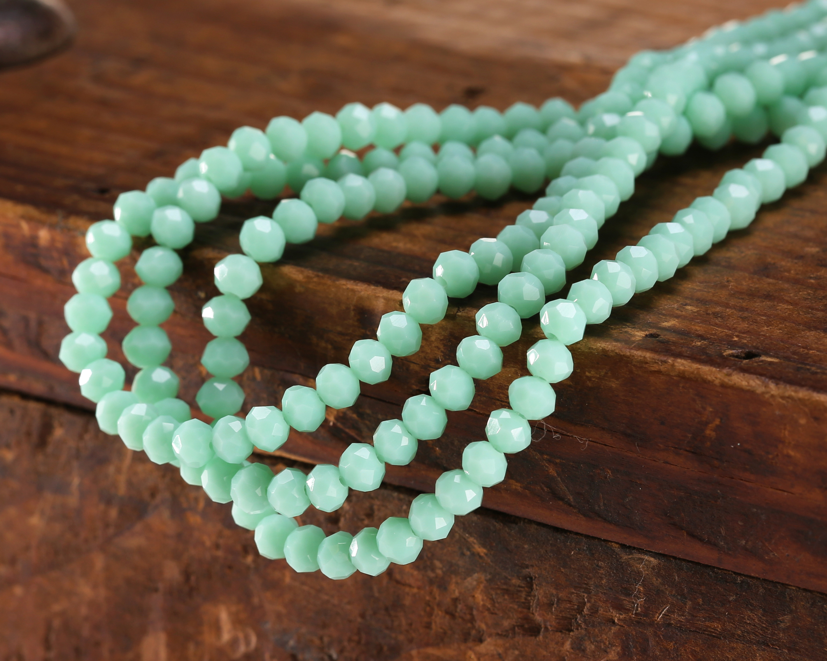 Sweet Mint Crystal Faceted Rondelle 4mm