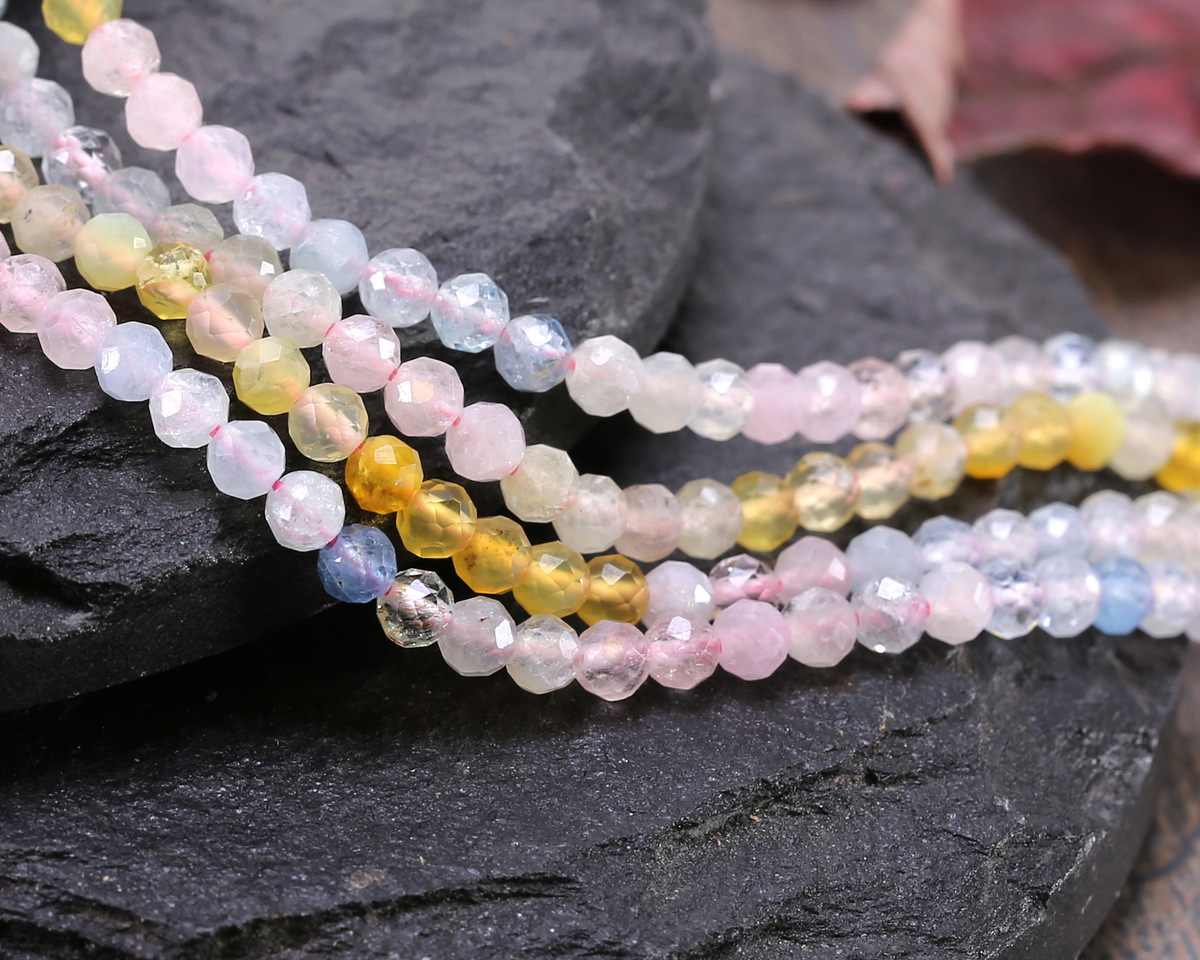 Multi Beryl w/ Yellow Ombré Faceted Round 3.5mm