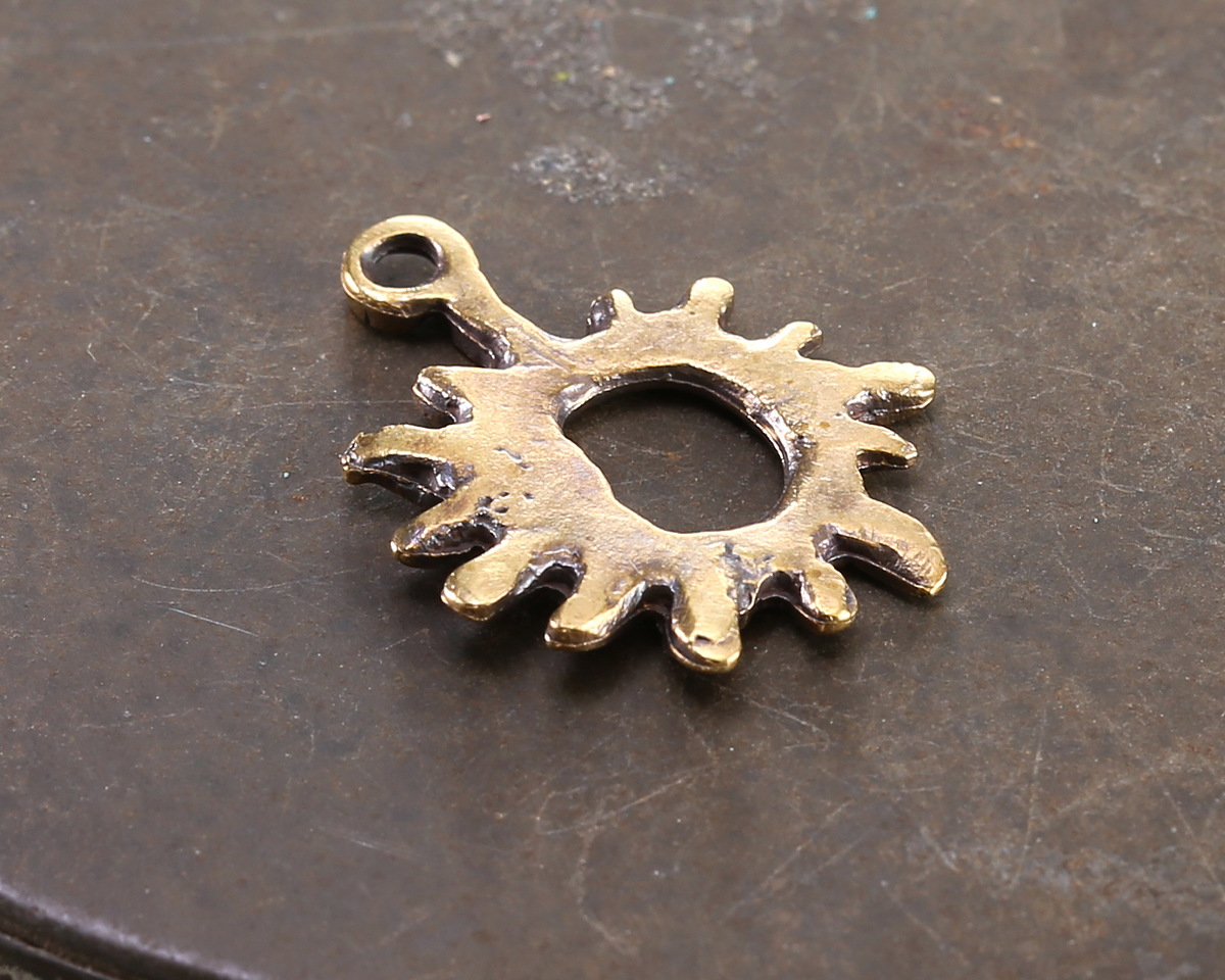 Mykonos Antique Brass (plated) Openwork Sun & Crescent Moon Focal 20x25mm
