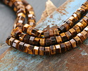 Tiger Eye Microfaceted Heishi 3x6mm