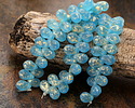 Czech Glass Matte Aquamarine w/ Gold Flecks Teardrop 6x9mm
