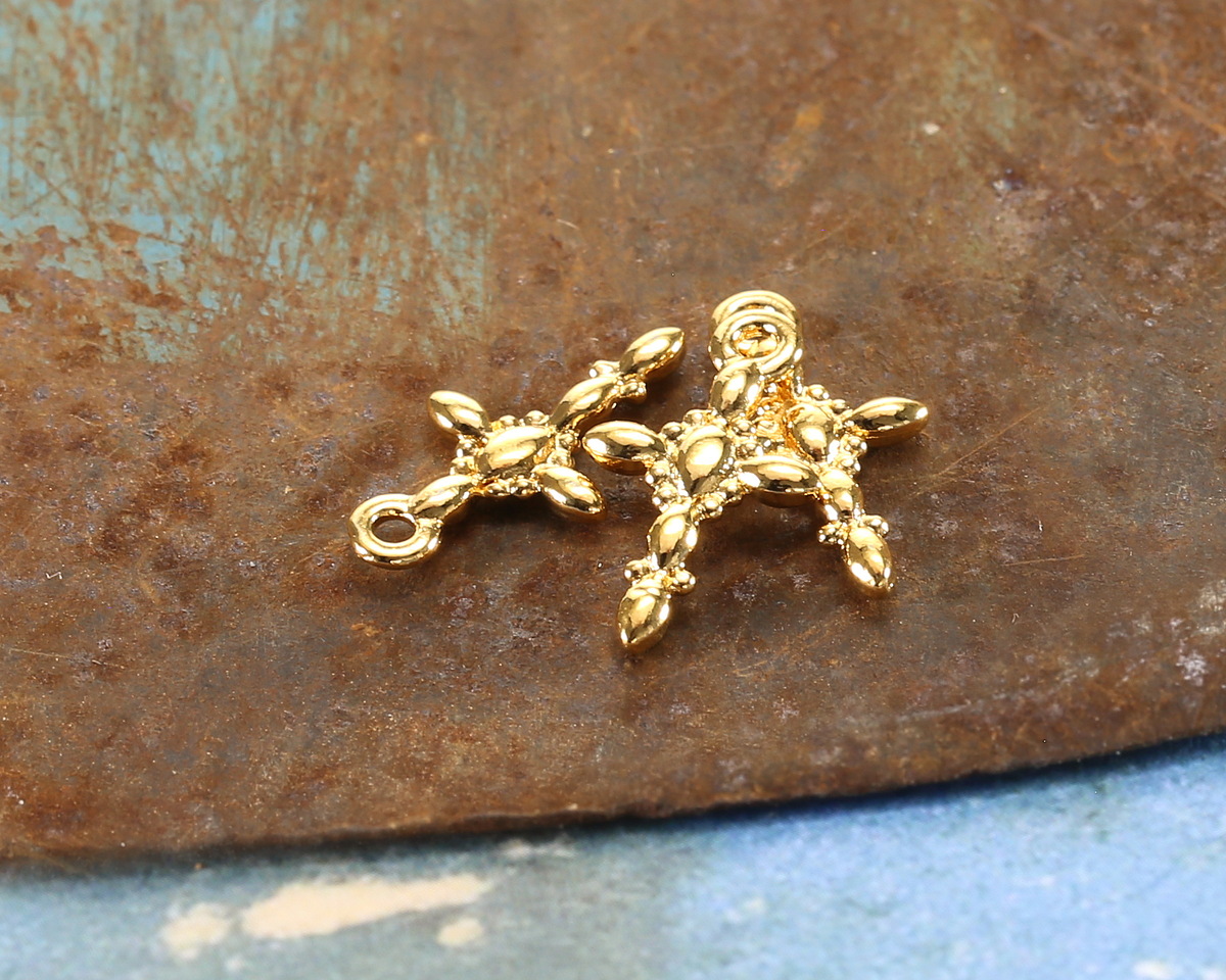 TierraCast 24K Gold (plated) Decorative Cross Charm 10x18mm