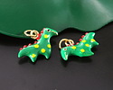 18k Gold (plated) Green Enamel Cute Stegosaurus Dinosaur Focal 18.5x12mm