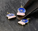 18k Gold (plated) Glitter Blue & Pink Enamel Snow Globe Focal 11x15mm