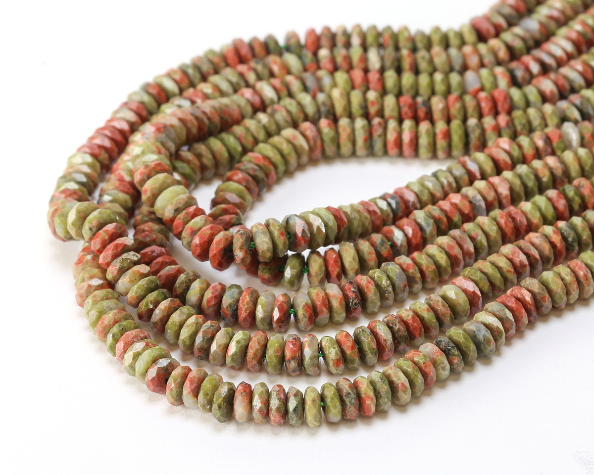 Unakite Faceted Spacer Rondelle 2x5mm