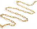 Waterproof 18K Gold PVD Plated Stainless Steel Flat Paperclip Chain, 11x4mm links, 5' Package