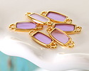 24K Gold (Plated) Transparent Lilac Resin Rectangle Focal Link 16x6mm