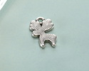 Antique Silver (plated) Cherry Red Enamel w/ Glitter Reindeer Pendant 10x16mm