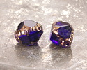 Czech Glass Sapphire w/ Bronze Etched Bicone 10x8mm