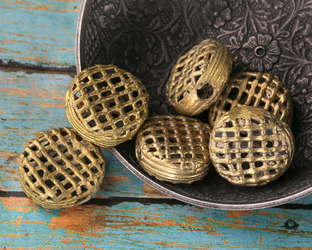 African Brass Basket Coin 22-24mm