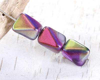 Czech Glass Galactic Meteorite Rectangle Bead 14x11mm