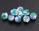 Czech Glass Fresh Mint w/ Cobalt Wash Lantern 8mm