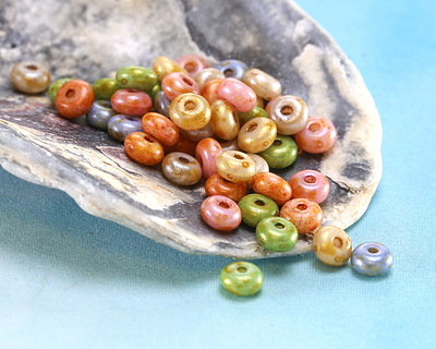 Czech Glass Fruit Cake Bright Rondelle 2.5x4mm