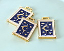 24K Gold (plated) Cobalt & Ivory Enamel Tarot Card Focal 18x29mm