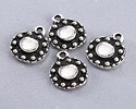 Mykonos Antique Silver (plated) Beaded Coin Drop Focal 13.5x16mm