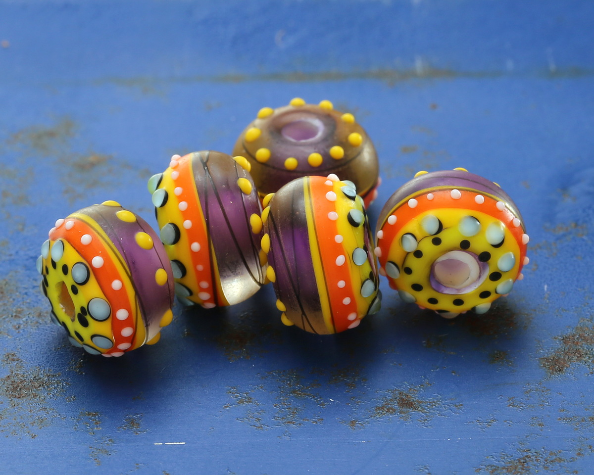 Grace Lampwork Matte Barcelona Rondelle 9x13mm