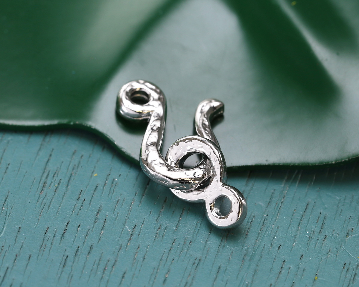 TierraCast White Bronze (plated) Hammered Hook & Eye Clasp