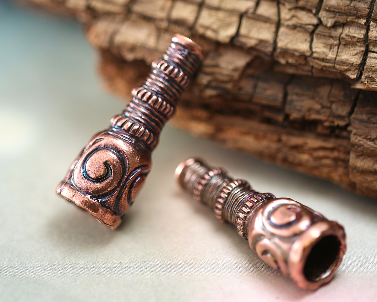 Mykonos Antique Copper (plated) Tapered Roped End Cap 14x39mm